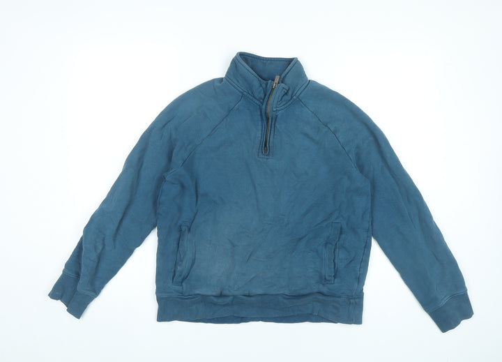 Marks and Spencer Women’s Blue 1/2 Zip Sweatshirt Medium 38-40" Cotton Casual