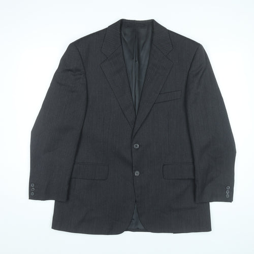Centaur Men’s Black Pinstripe Wool Blend Blazer Jacket 40 Short Classic Formal