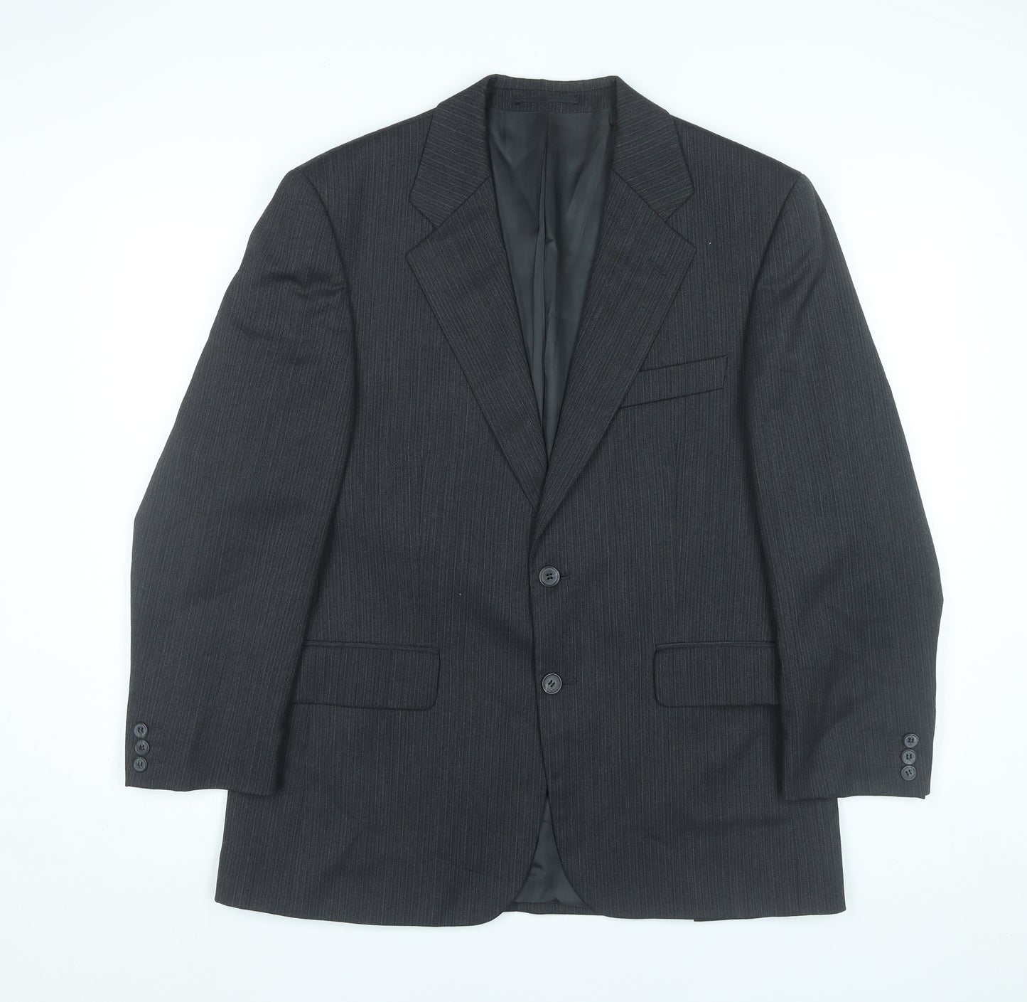 Centaur Men’s Black Pinstripe Wool Blend Blazer Jacket 40 Short Classic Formal