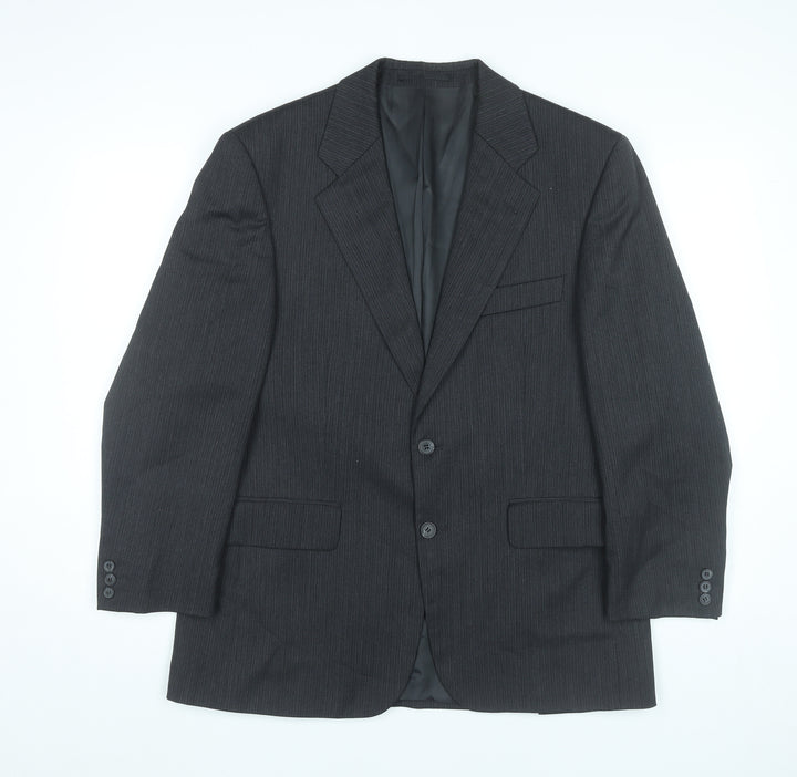 Centaur Men’s Black Pinstripe Wool Blend Blazer Jacket 40 Short Classic Formal