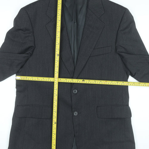 Centaur Men’s Black Pinstripe Wool Blend Blazer Jacket 40 Short Classic Formal