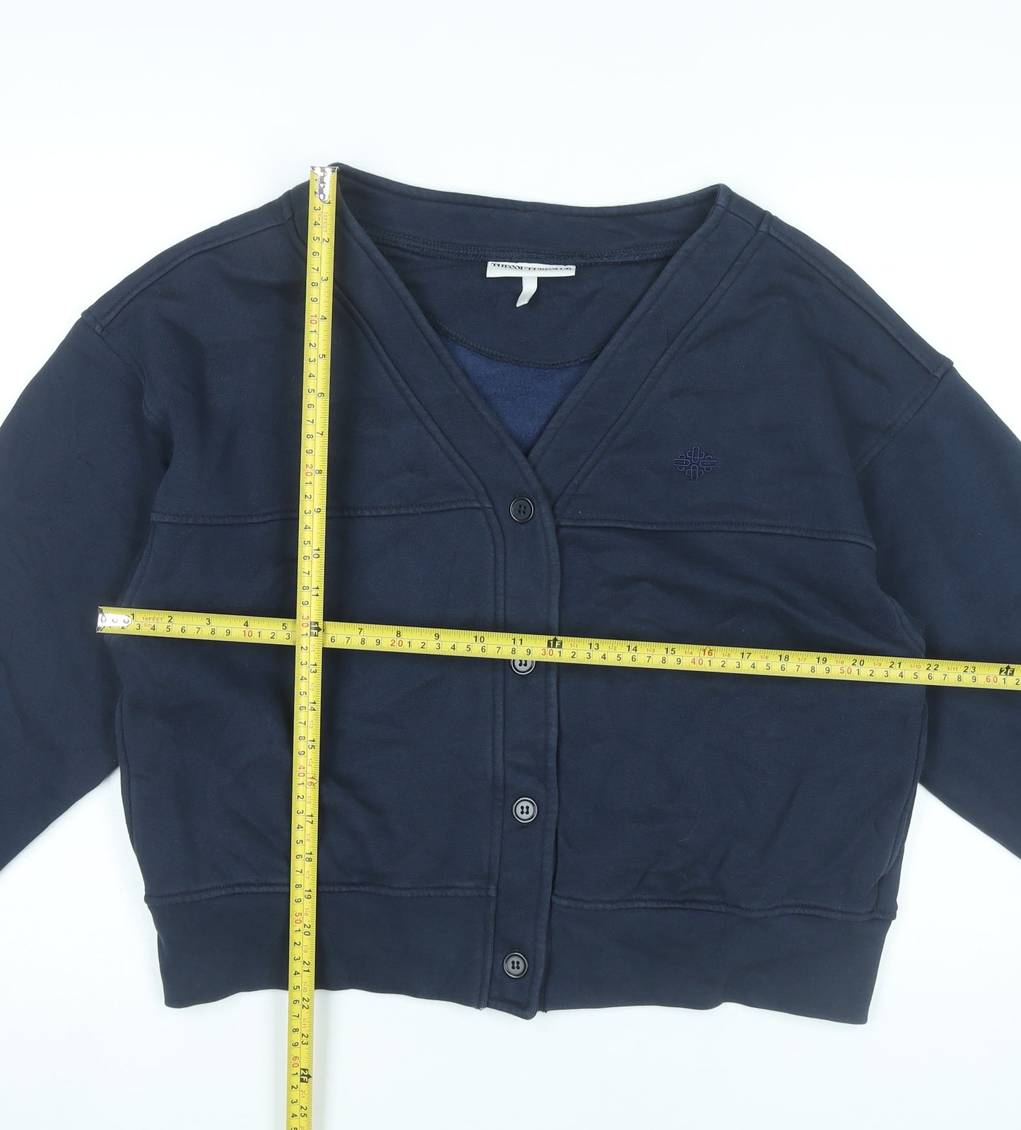 The Couture Club Women’s Blue V-Neck Cardigan Size 10 Cotton Blend