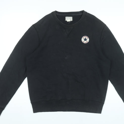 Converse Men’s Black Small Pullover Sweatshirt Crew Neck Logo