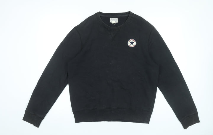 Converse Men’s Black Small Pullover Sweatshirt Crew Neck Logo
