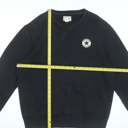 Converse Men’s Black Small Pullover Sweatshirt Crew Neck Logo