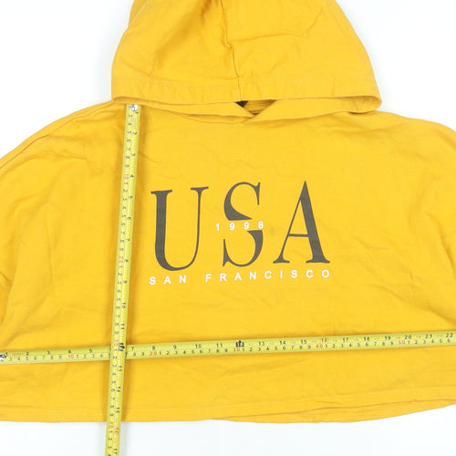 H&M Divided Women’s Yellow Hoodie L Hooded USA Print Pullover