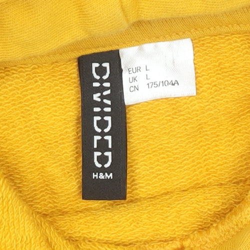 H&M Divided Women’s Yellow Hoodie L Hooded USA Print Pullover