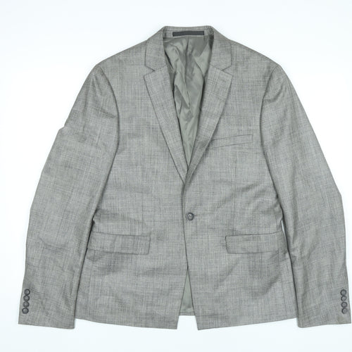 Topman Men's Grey Slim Fit Suit Jacket UK 38 Regular Two Button