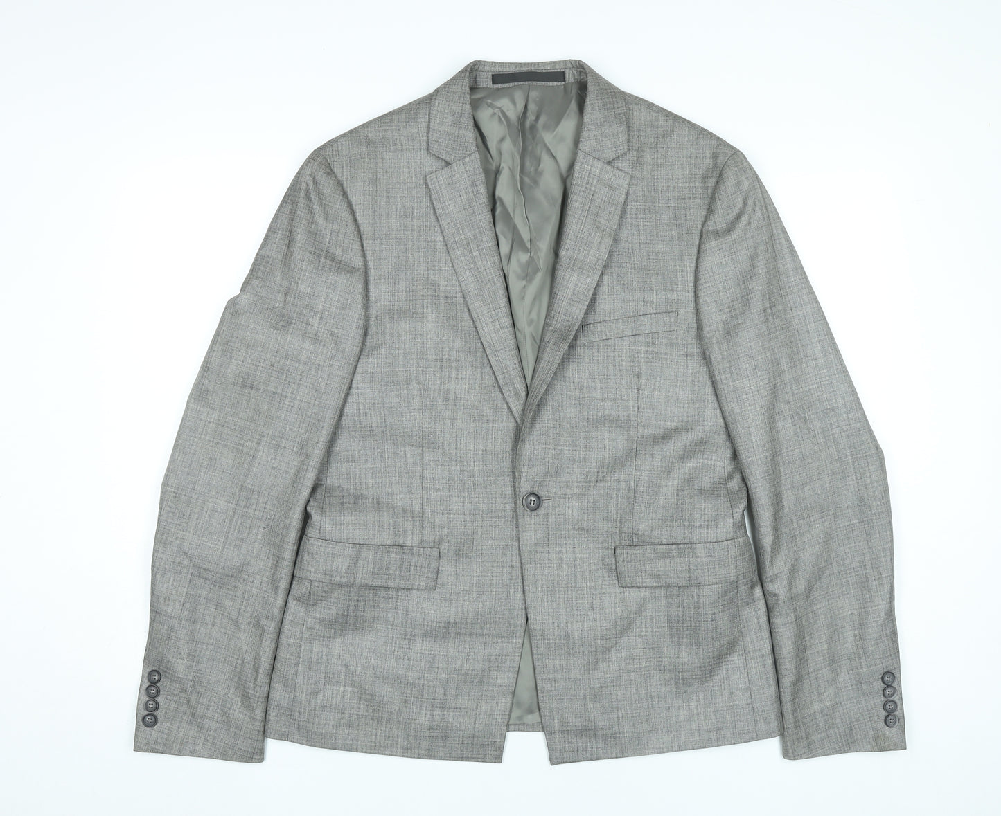 Topman Men's Grey Slim Fit Suit Jacket UK 38 Regular Two Button