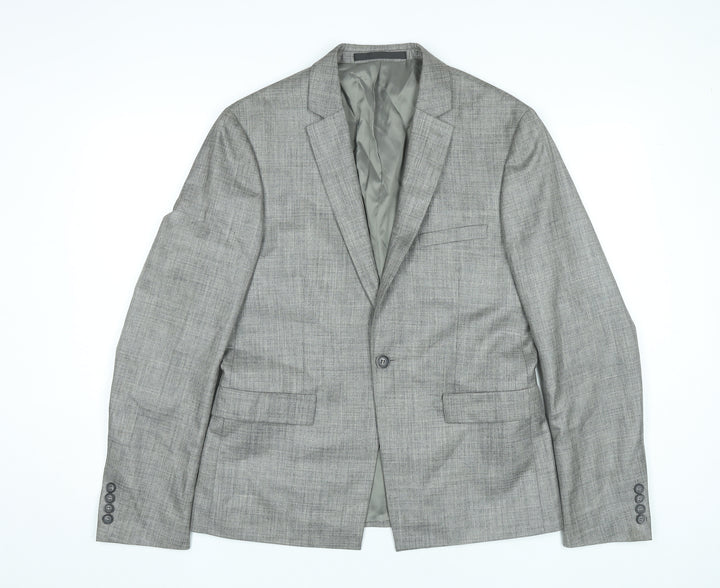 Topman Men's Grey Slim Fit Suit Jacket UK 38 Regular Two Button