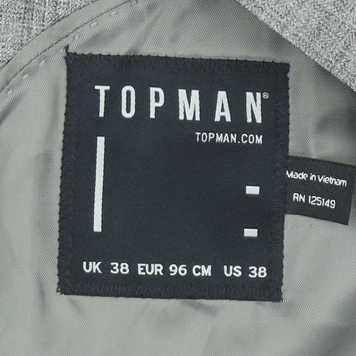 Topman Men's Grey Slim Fit Suit Jacket UK 38 Regular Two Button