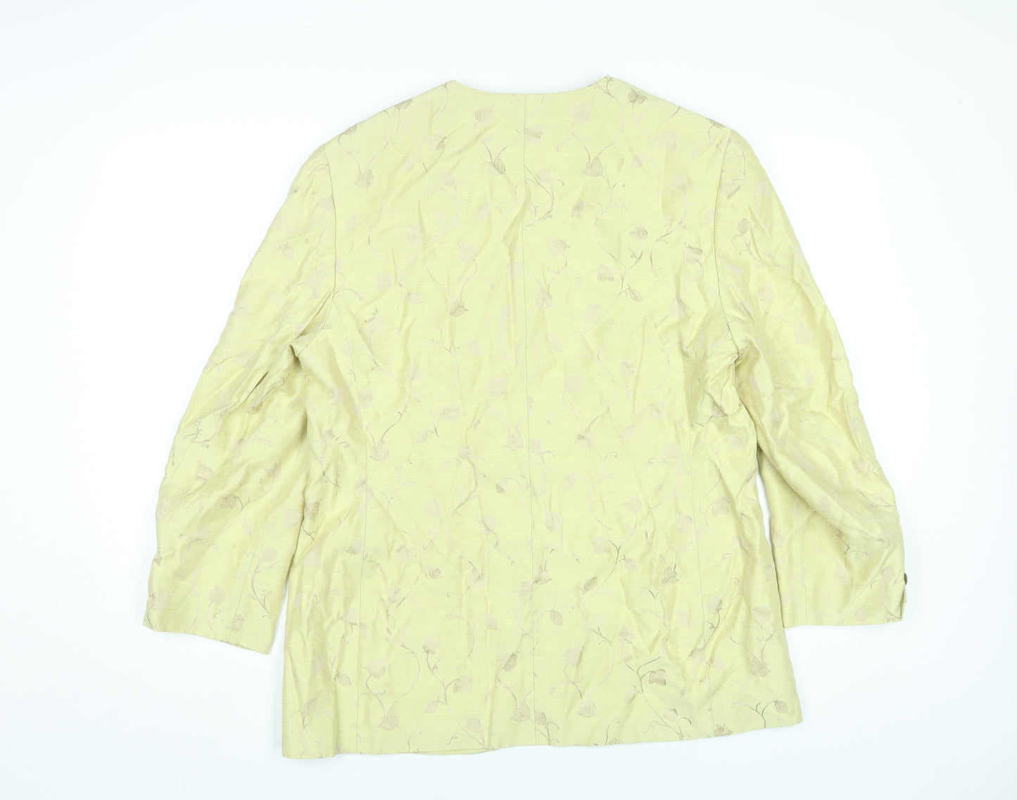 Sporting Women’s Yellow Floral Blazer Jacket Size 14 Viscose Acetate