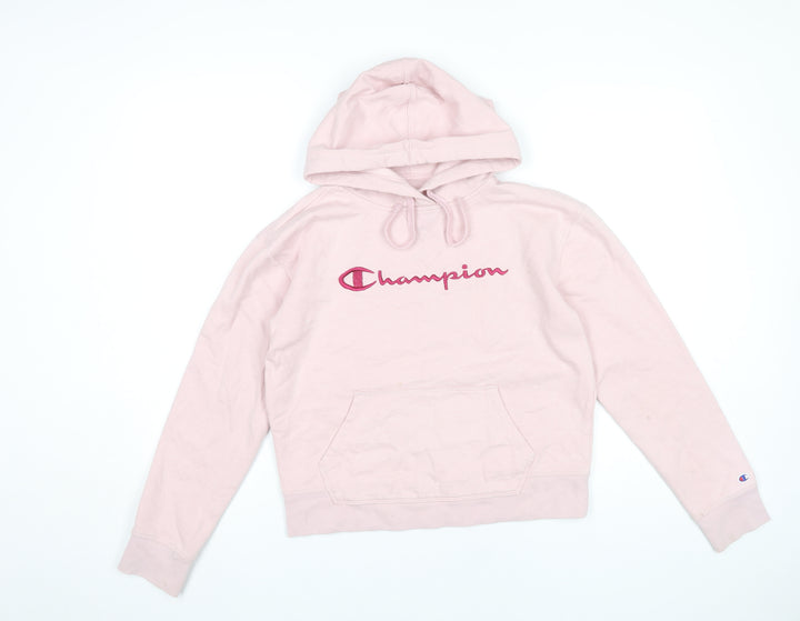 Champion Womens Pink Hoodie Sweatshirt Small Logo Embroidered