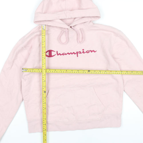 Champion Womens Pink Hoodie Sweatshirt Small Logo Embroidered