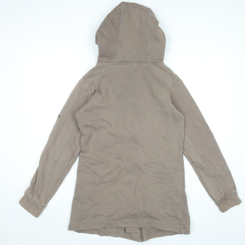 Golddigga Womens Beige Full Zip Hoodie Sweatshirt Size S 100% Cotton
