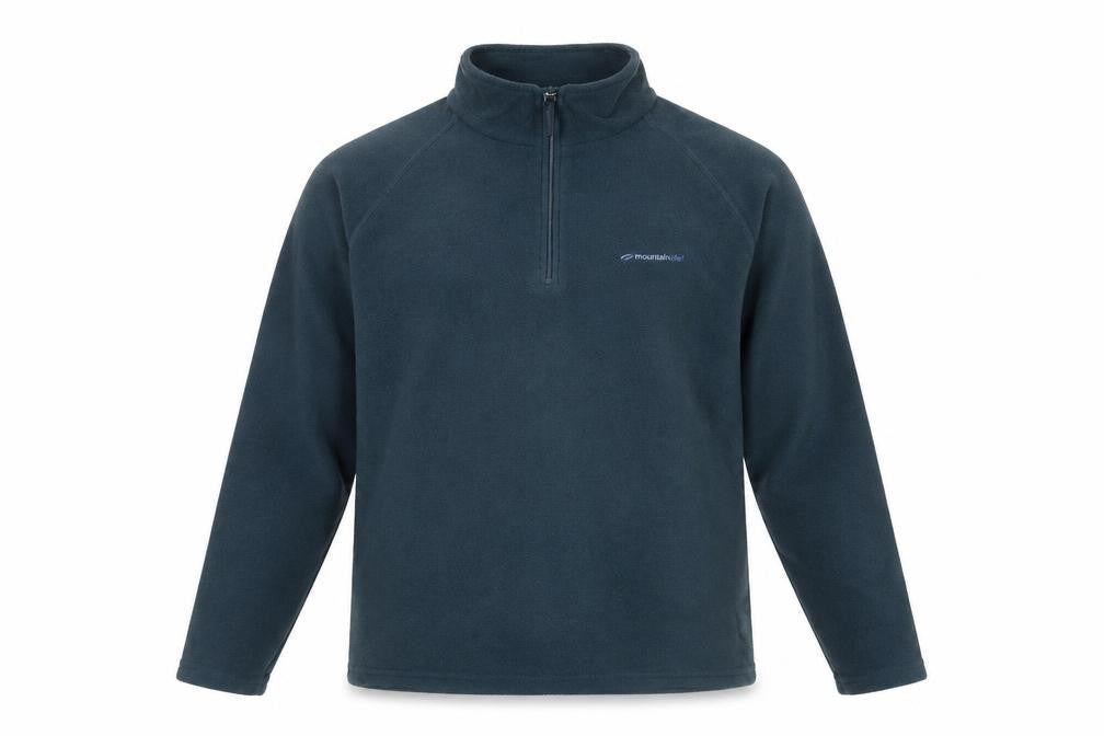 Front view of Mountain Life Men’s Blue Fleece Pullover Sweatshirt L Hiking Outdoor