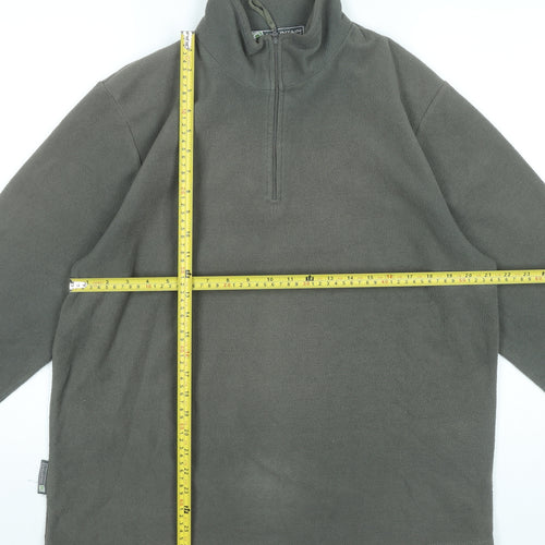 Mountain Essentials Mens Green Fleece Sweatshirt L 1/2 Zip Outdoor Hiking