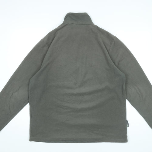 Mountain Essentials Mens Green Fleece Sweatshirt L 1/2 Zip Outdoor Hiking