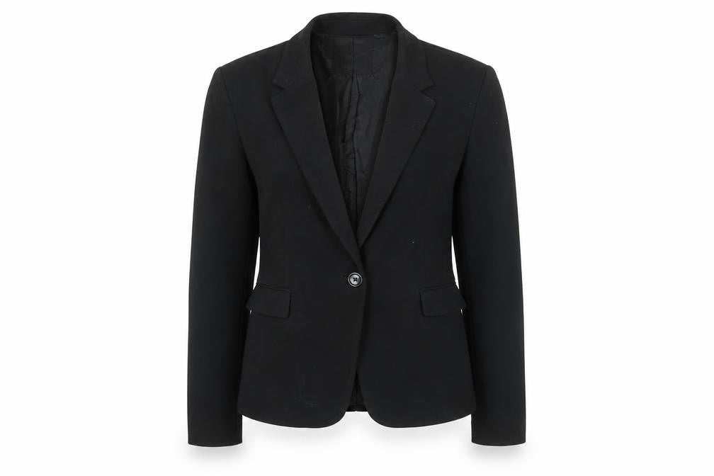 Mango Women's Black Size 12 Regular Fit One Button Blazer Jacket