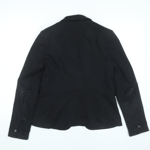 MNG Women's Black Size 12 Regular Fit One Button Blazer Jacket