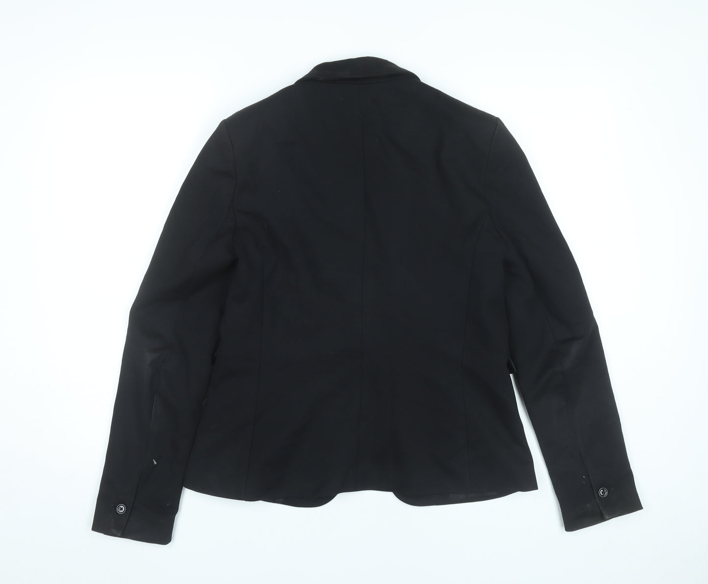 MNG Women's Black Size 12 Regular Fit One Button Blazer Jacket