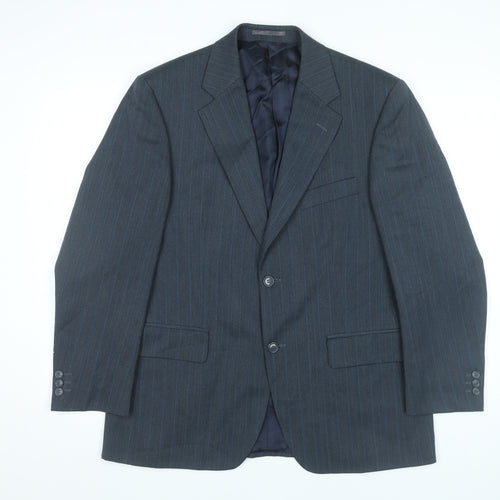 Sovereign Men’s Grey Pinstripe Wool Blend Blazer Jacket 40S