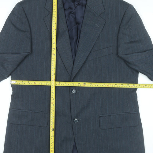 Sovereign Men’s Grey Pinstripe Wool Blend Blazer Jacket 40S
