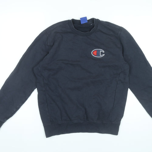 Champion Men’s Black Medium Pullover Sweatshirt Crew Neck Logo