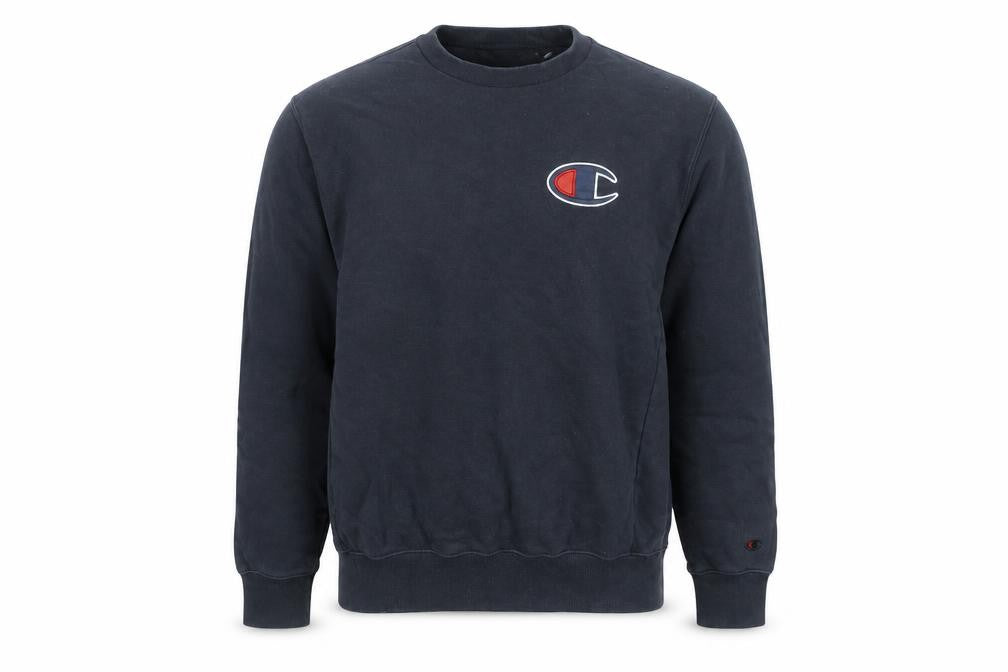Champion Men’s Black Medium Pullover Sweatshirt Crew Neck Logo