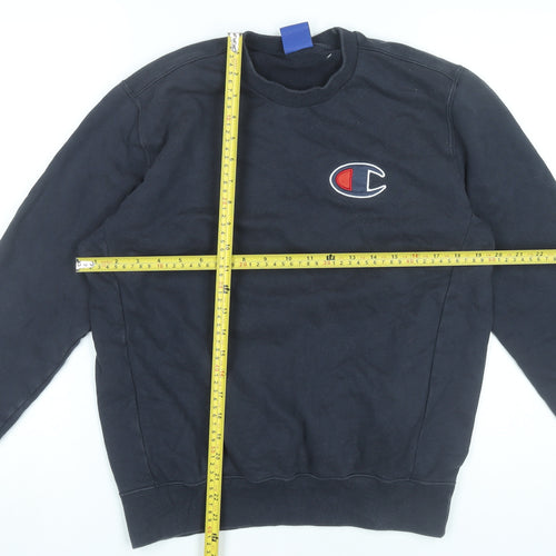 Champion Men’s Black Medium Pullover Sweatshirt Crew Neck Logo