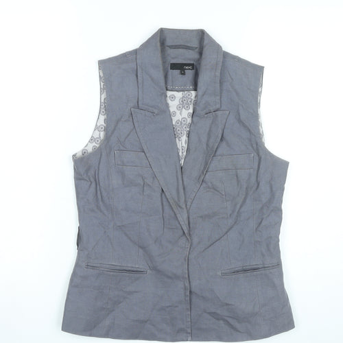 Next Womens Grey Linen Suit Waistcoat Size 10 Lined Business Casual