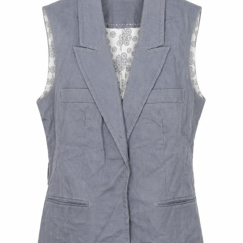 Next Womens Grey Linen Suit Waistcoat Size 10 Lined Business Casual