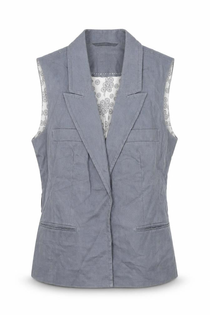 Next Womens Grey Linen Suit Waistcoat Size 10 Lined Business Casual