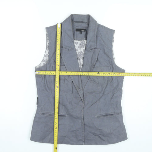 Next Womens Grey Linen Suit Waistcoat Size 10 Lined Business Casual