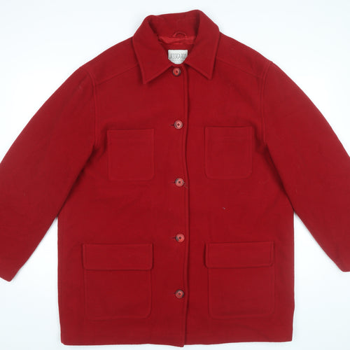 Jessica Reid Women’s Red Wool Blend Mid-Length Overcoat L