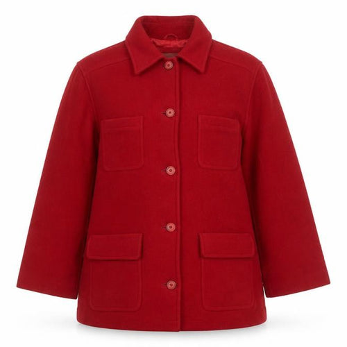 Jessica Reid Women’s Red Wool Blend Mid-Length Overcoat L