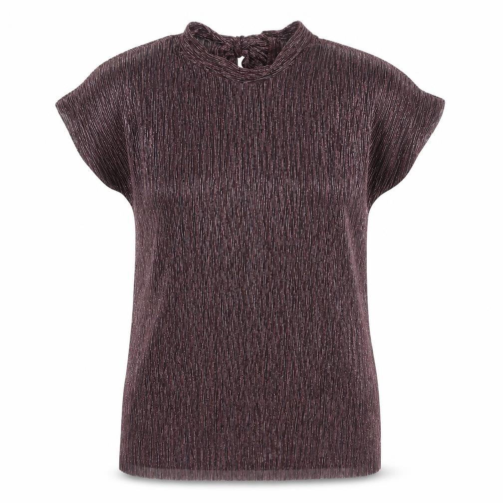 Next Women’s Purple Metallic High Neck Short Sleeve Blouse M