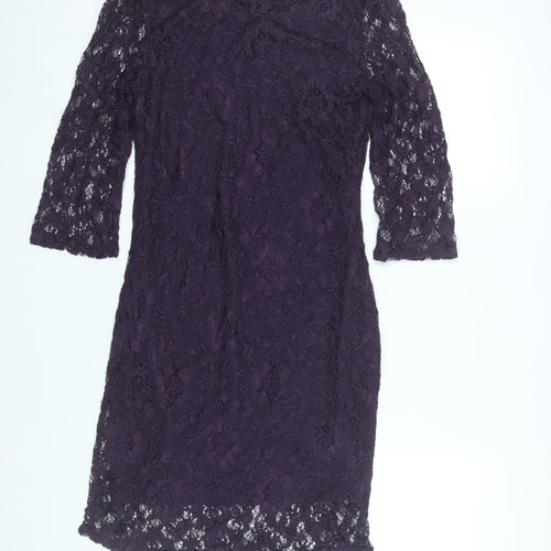 AX Paris Women Purple Lace Sheath Dress Size 12 Party Cocktail