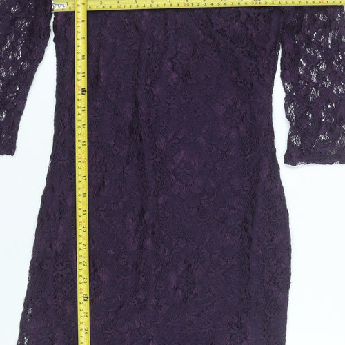 AX Paris Women Purple Lace Sheath Dress Size 12 Party Cocktail