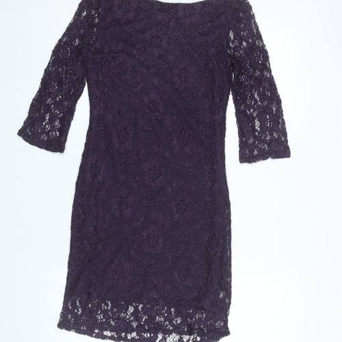AX Paris Women Purple Lace Sheath Dress Size 12 Party Cocktail