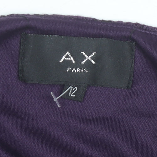 AX Paris Women Purple Lace Sheath Dress Size 12 Party Cocktail