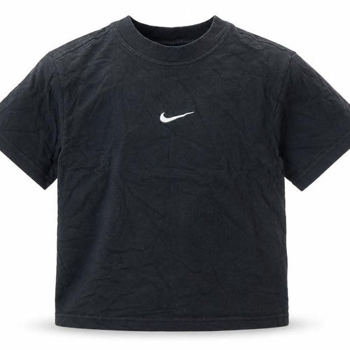 Nike Girls Black Cotton T-Shirt Loose Fit Short Sleeve Size 146 Logo