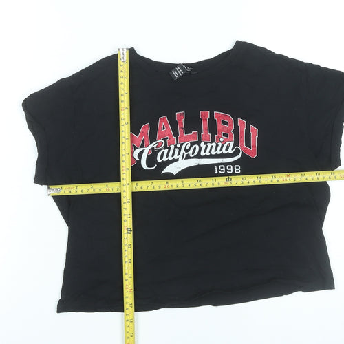 915 Generation Girls Black Cropped Malibu California T-Shirt 14-15 Years