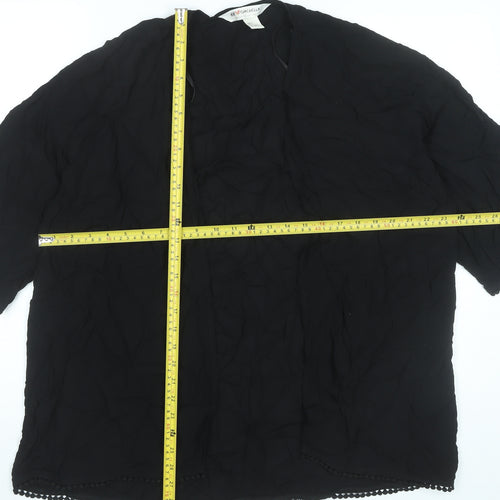 H&M Coachella Women’s Black Kimono Blouse S Viscose Festival Summer Top