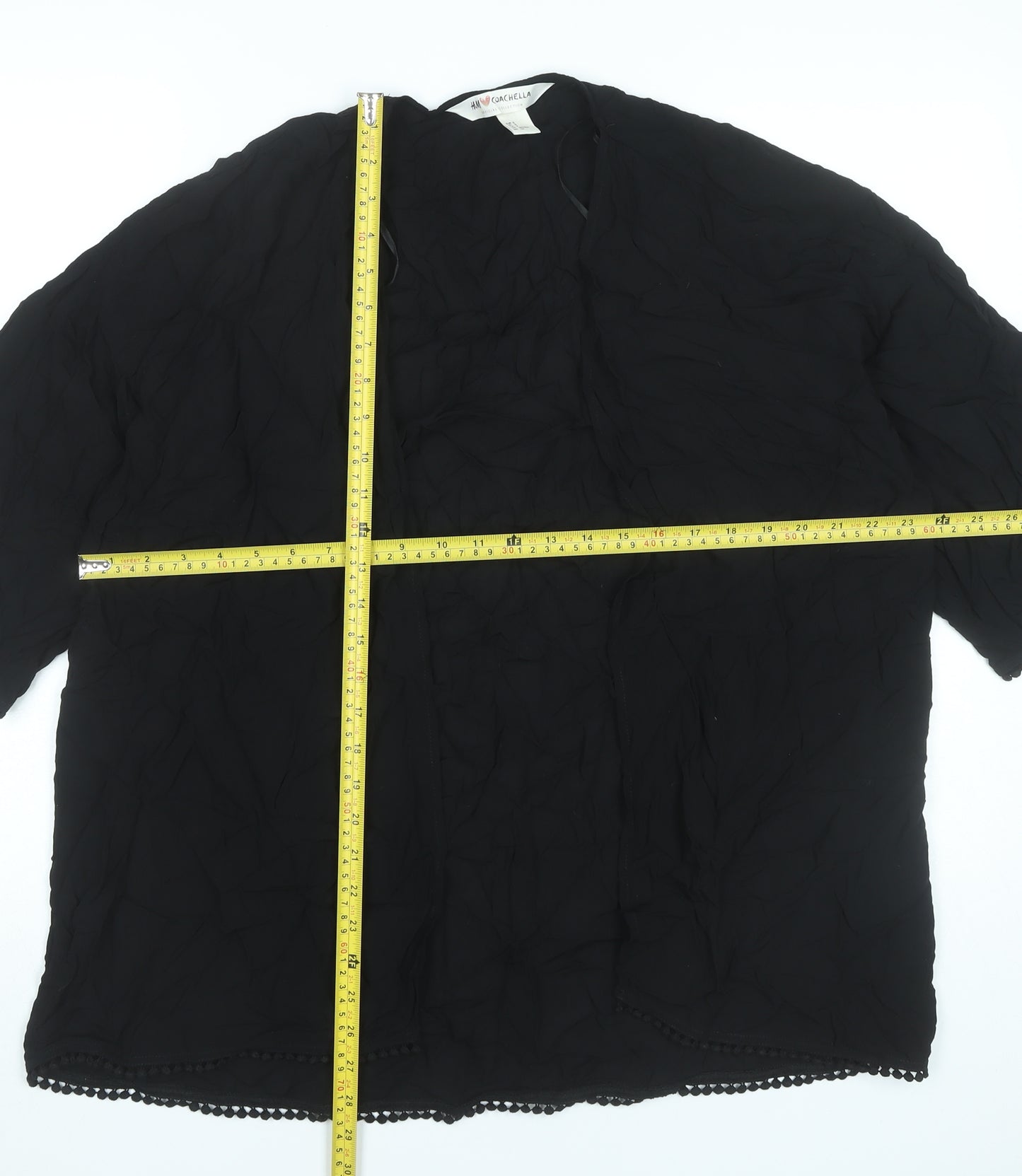 H&M Coachella Women’s Black Kimono Blouse S Viscose Festival Summer Top