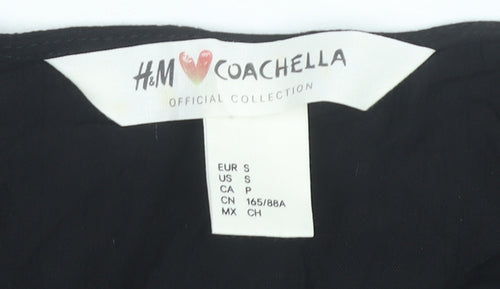 H&M Coachella Women’s Black Kimono Blouse S Viscose Festival Summer Top