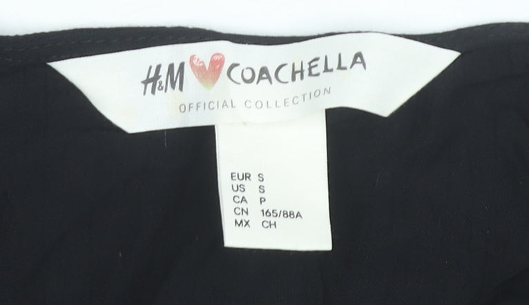 H&M Coachella Women’s Black Kimono Blouse S Viscose Festival Summer Top