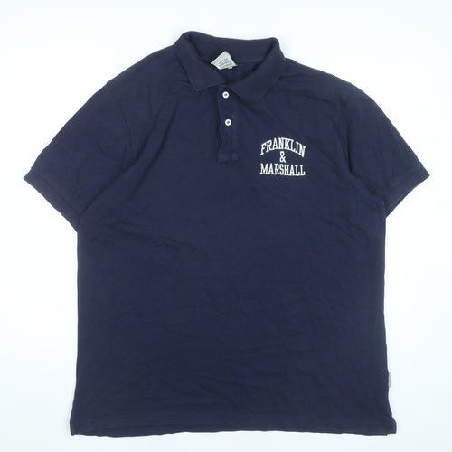 Franklin & Marshall Men’s Blue Polo Shirt L Cotton Logo Casual