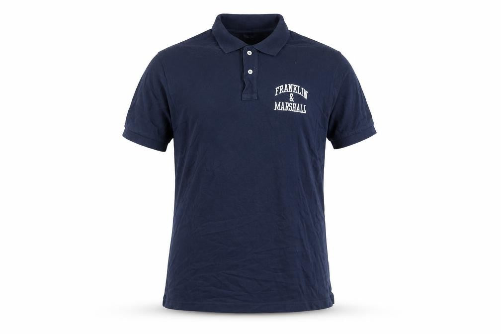 Franklin & Marshall Men’s Blue Polo Shirt L Cotton Logo Casual