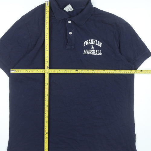 Franklin & Marshall Men’s Blue Polo Shirt L Cotton Logo Casual